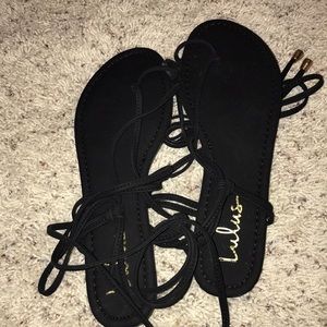 Black Lace-up Sandals